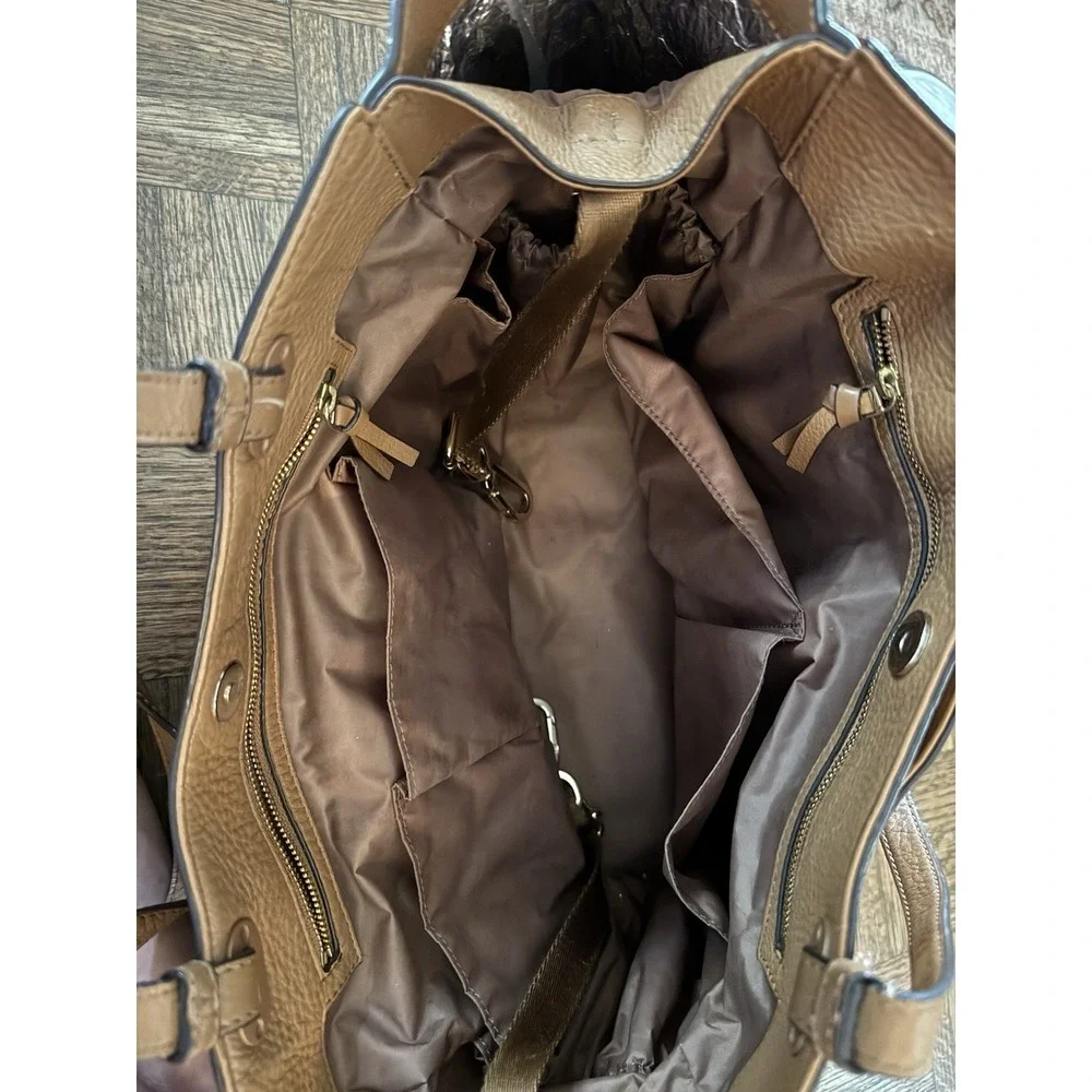 Tory Burch Thea Tan Brown‎ Grained Leather Diaper Bag